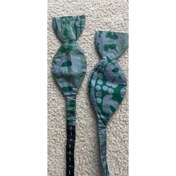 Vtg Hand Tie Dyed Greens Abstract Self Tie Formal Silk Bowtie Lining Numbered - Picture 2 of 10